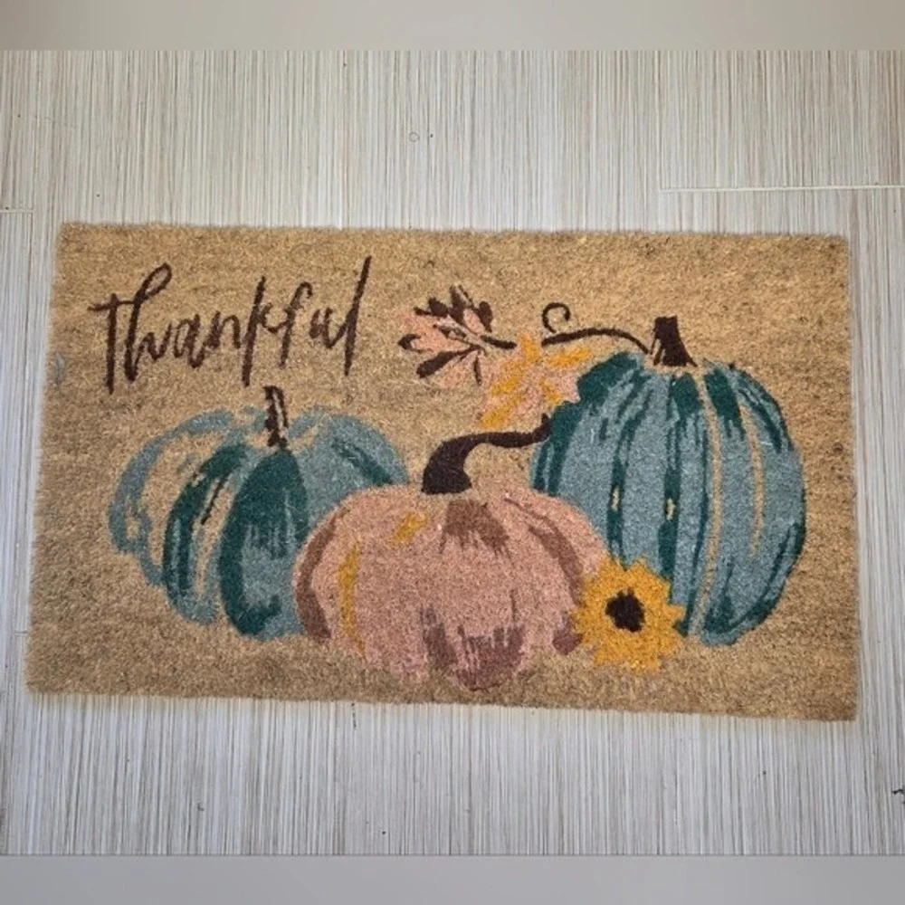 Thankful Fall Pumpkins Autumn Coir Front Doormat‎